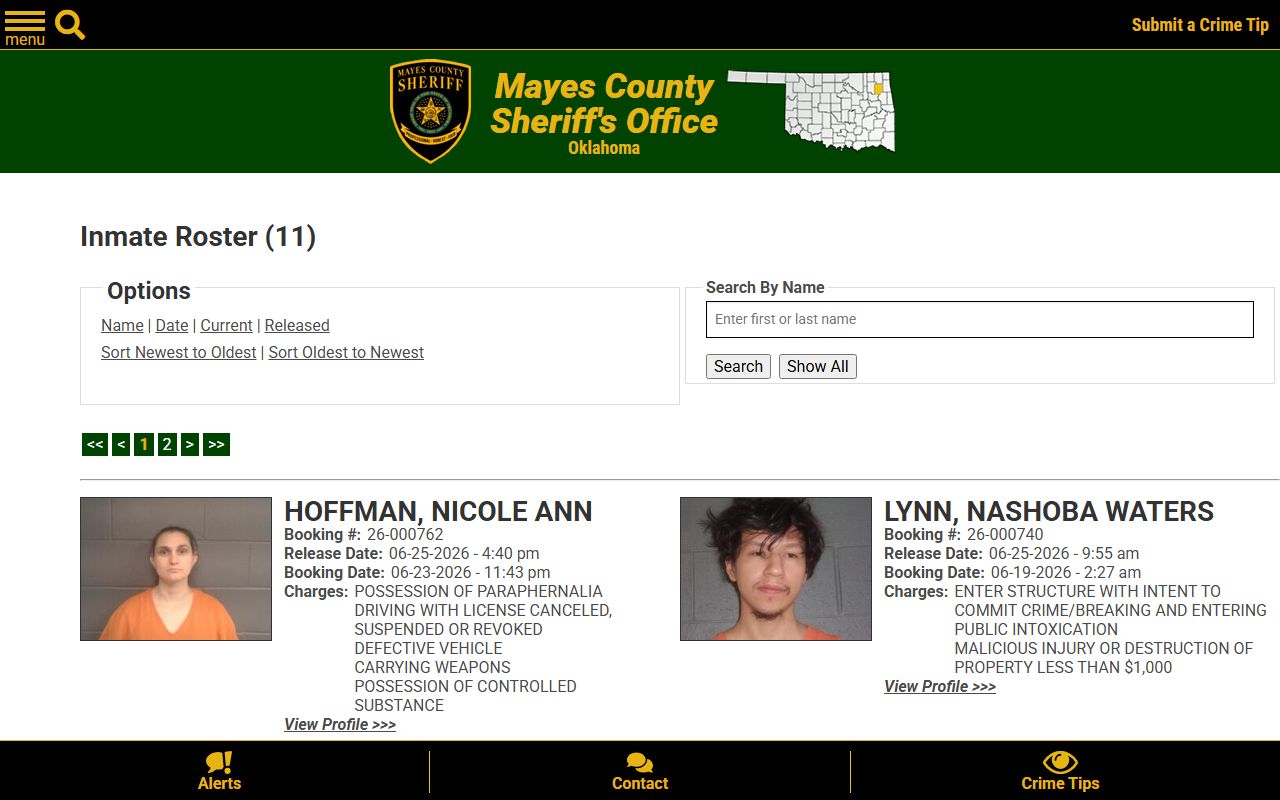 Mayes County jail mugshots 48-hour release roster